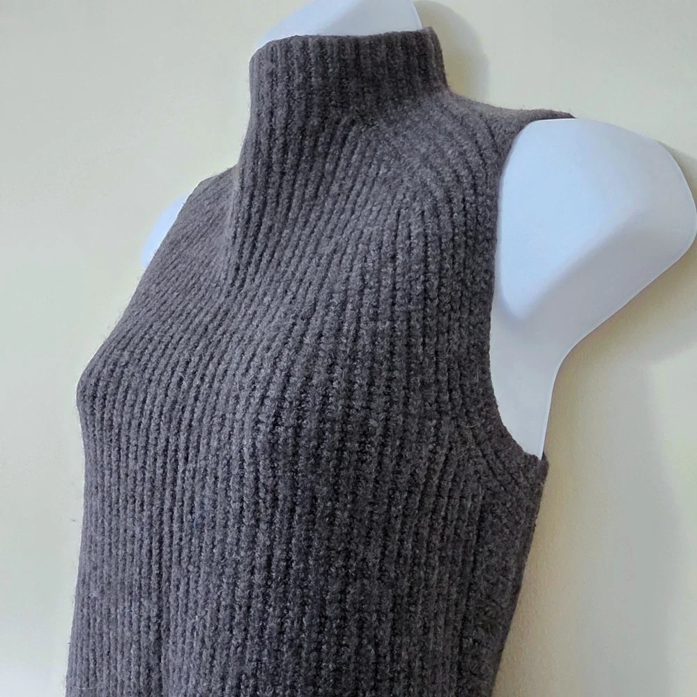 Three Dots‎ Sleeveless Funnel Neck Sweater Sz S Knit Tunic Top Indie Lagenlook